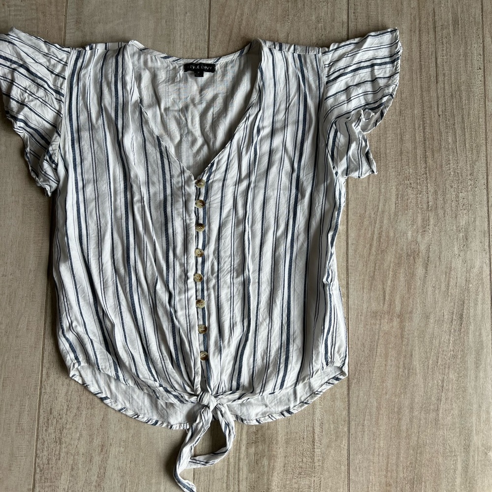 Blue and white striped beachy shirt/blouse
